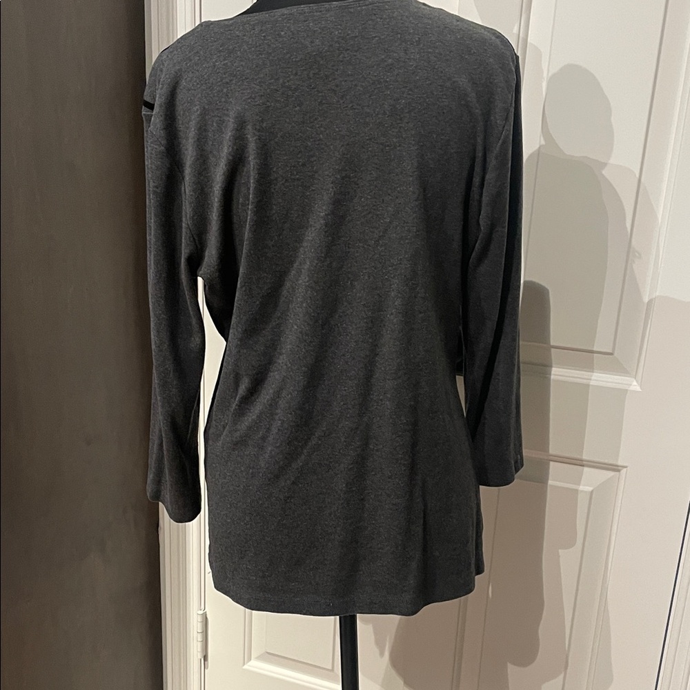 Karen Scott Women's Long Sleeve Top in Charcoal and Black (D) - Picture 4 of 5